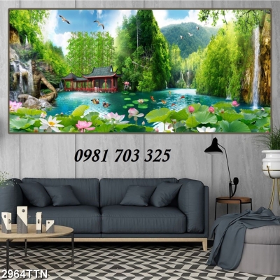 Tranh phong cảnh trang trí tường, gạch men 3D