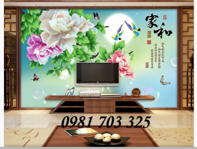 Gạch tranh hoa mẫu đơn 3d đẹp