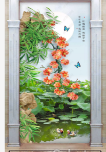 Tranh gạch ốp tường mẫu hoa sen - 655SK