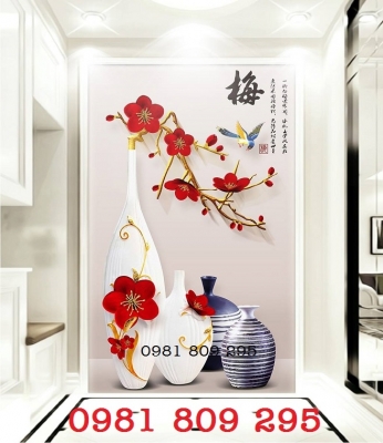 Gạch tranh , tranh cao cấp 3d bình hoa