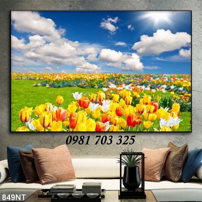 Tranh gạch 3D trang trí hình vườn hoa
