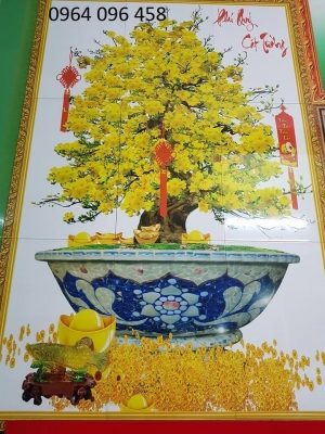 Tranh gạch cây tiền vàng 3d - 765CN