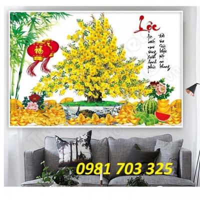 Tranh gạch 3D phòng khách- gạch tranh hoa mai