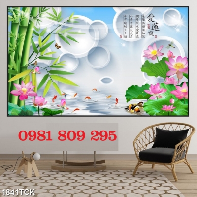 Gạch 3d hoa sen , tranh gạch men