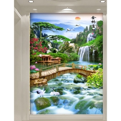 gạch tranh 3d cảnh sông nước