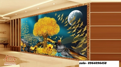 Tranh gạch cây tiền vàng 3d - KHN74