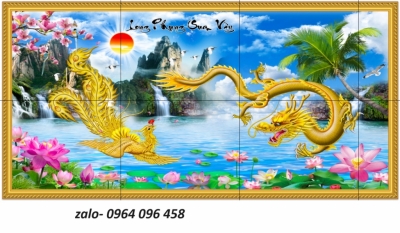 Tranh gạch 3d ốp tường rồng phượng - 789B
