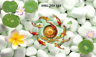 Gạch tranh ốp tường- tranh cá chép