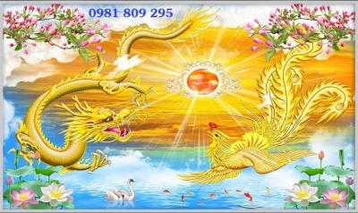 Gạch 3D rồng phượng trang trí nhà mồ HP32585