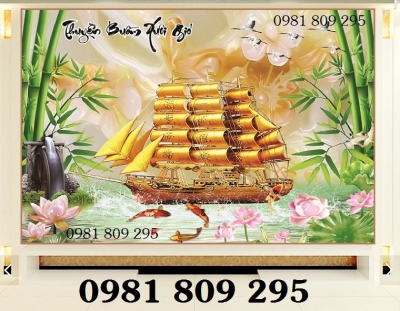 Tranh gạch 3d phong thủy , tranh thuyền