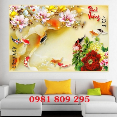 Tranh gạch 3d cá chép HD876