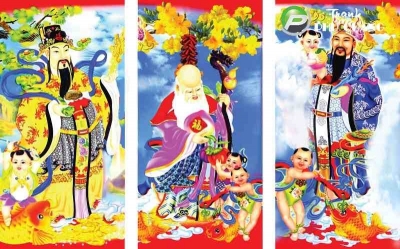 Tranh gạch 3d ốp tường phúc lộc thọ - SXC43