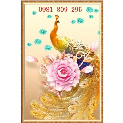 Gạch tranh chim công 3d hiên nhà