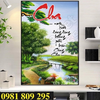 Gạch tranh làng quê cánh đồng lúa GBN788