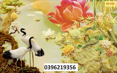 Tranh gạch hình tùng hạc 3D
