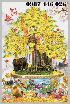 Tranh gạch hoa mai vàng