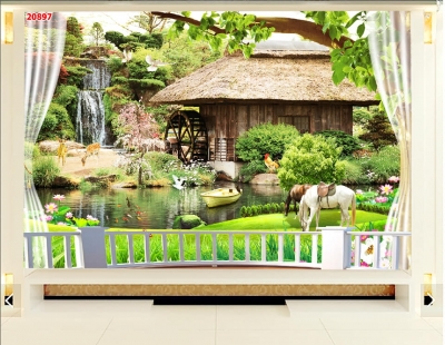 Tranh gạch 3D ốp  tường trang trí phòng khách