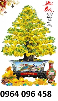 Gạch tranh 3d cây mai vàng - 543AC
