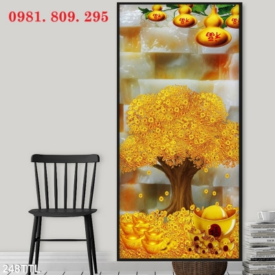 Mẫu gạch tranh cây kim tiền 3d