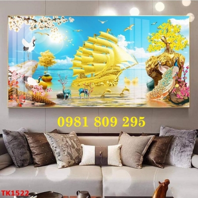 Tranh thuyền , gạch tranh phong thủy 3d