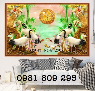 Tranh gạch chim hạc 3d cao cấp HG9343