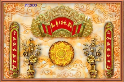 Tranh câu đối phòng thờ - gạch tranh 3D