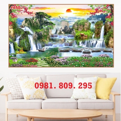 Tranh gạch ốp tường 3d phong cảnh mặt trời