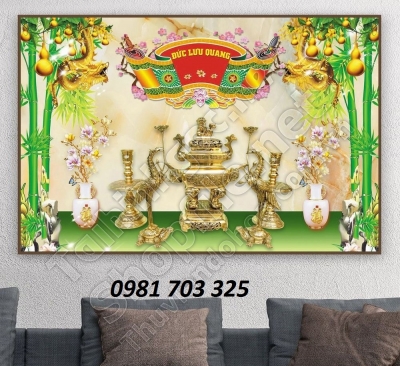 Tranh gạch 3D phòng thờ- gạch tranh ốp tường