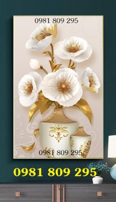 Gạch 3d bình hoa trang trí