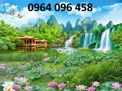 Tranh hoa sen 3d - tranh gạch 3d hoa sen - 74XP
