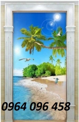 Tranh gạch 3d phong cảnh bờ biển cây dừa - CNV622