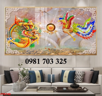 Tranh 3D rồng phượng, tranh gạch men phong thủy