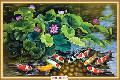 Tranh gạch men cửu ngư quần hội