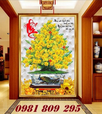 Tranh gạch 3d cây mai vàng