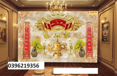 Gạch 3D đẹp trang trí phòng thờ