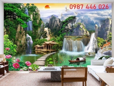 Gạch tranh thác nước 3d