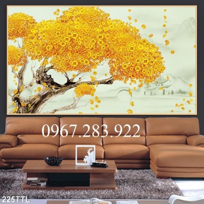 Gạch tranh- Tranh phong thuỷ cây kim tiền