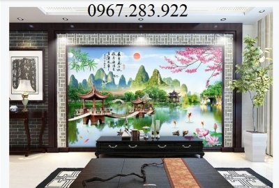 Tranh sơn thủy hữu tình gạch men 3d