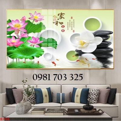 Tranh hoa sen, tranh gạch men 3D