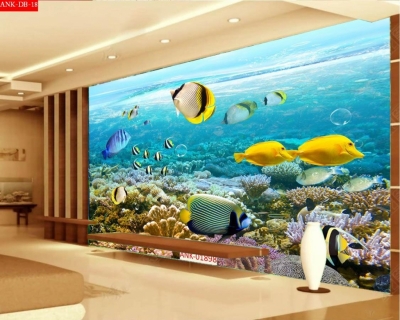 Tranh 3d cá heo đại dương - tranh gạch 3d ốp tường - CVBNN8