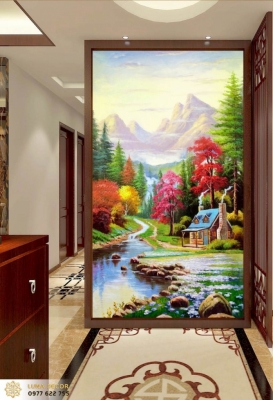 Tranh gạch 3d ốp tường phòng khách - hành lang - SJK90