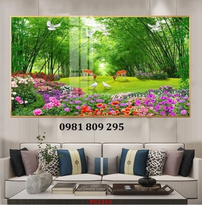 Gạch tranh tường 3d phòng khách HP309