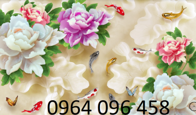 Tranh gạch 3d phong thủy hoa mẫu đơn - SHNB51