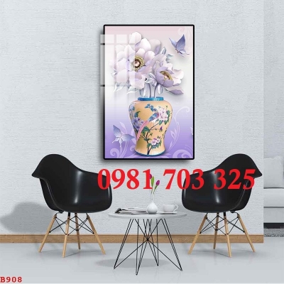 Gạch tranh trang trí bình hoa đẹp