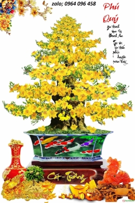 tranh gạch 3d cây mai vàng trang trí phòng khách - XBV49