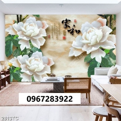 Tranh gạch 3d đẹp hoa mẫu đơn