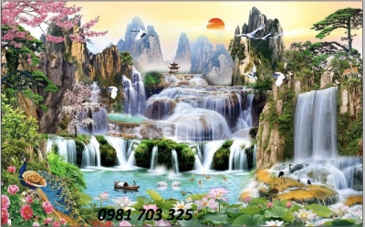 Gạch tranh sơn thủy hữu tình
