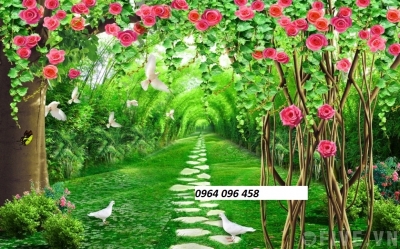 Tranh gạch 3d hoa hồng leo - SX733
