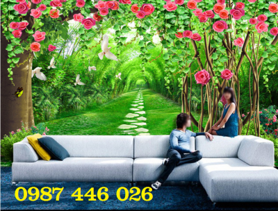Gạch tranh giàn hoa 3d
