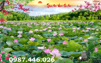 Tranh gạch men hoa sen 3d HP9727